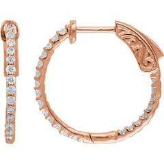 14K Rose Gold 1/2 CTW Natural Diamond Inside-Outside 19 mm Hinged Hoop Earrings