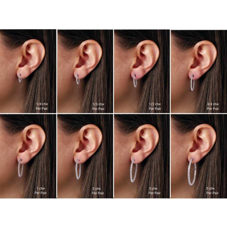 Platinum 1/2 CTW Natural Diamond Inside-Outside 19 mm Hinged Hoop Earrings