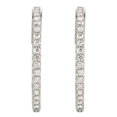 Platinum 1 CTW Natural Diamond Inside-Outside 26.5 mm Hinged Hoop Earrings