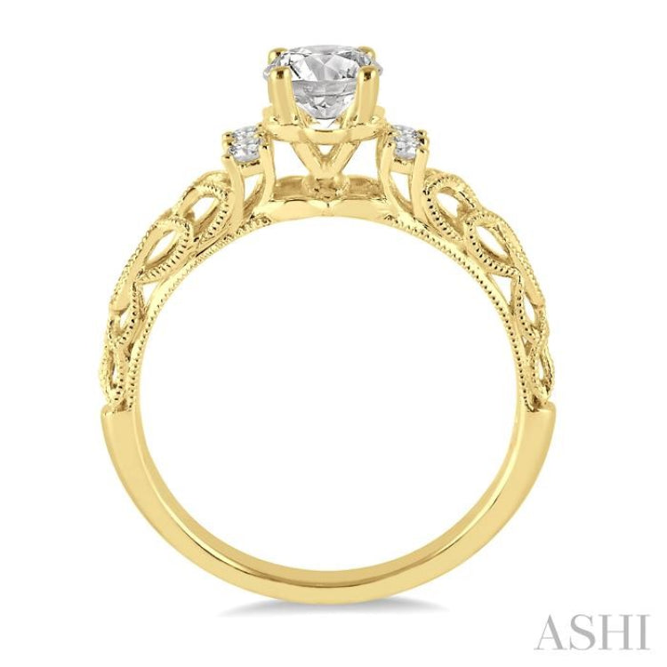 1/3 Ctw Diamond Engagement Ring with 1/4 Ct Round Cut Center Stone in 14K Yellow Gold