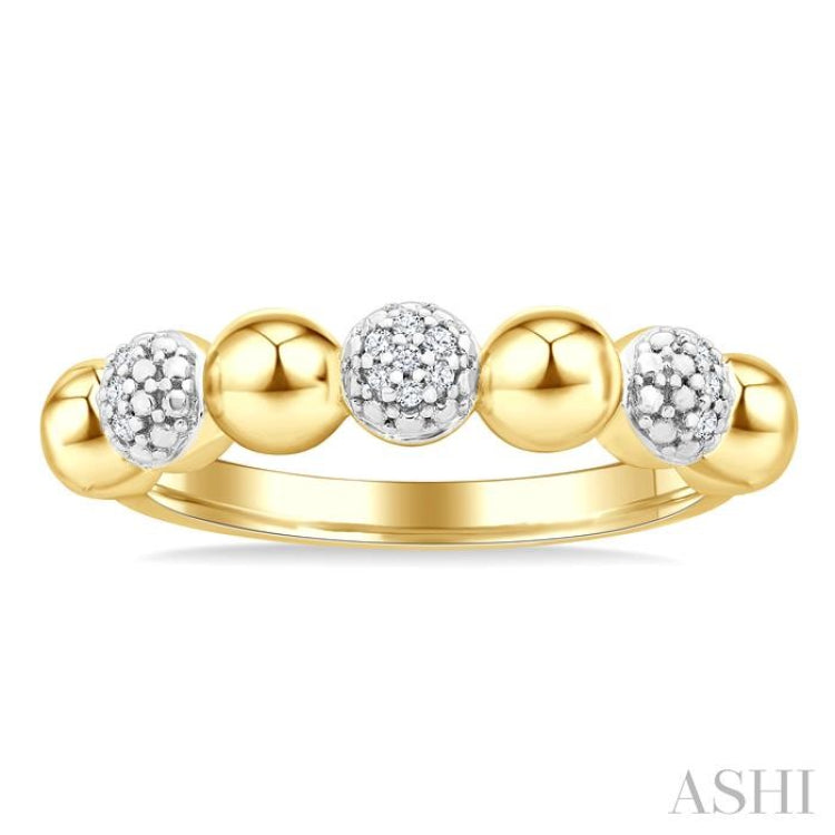 4 MM Bold Bead and 1/20 Ctw Round Cut Bead Bijoux Diamond Fashion Ring in Yellow Gold Vermeil