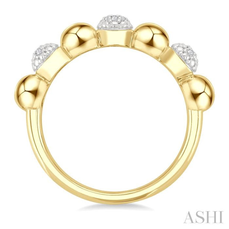 4 MM Bold Bead and 1/20 Ctw Round Cut Bead Bijoux Diamond Fashion Ring in Yellow Gold Vermeil