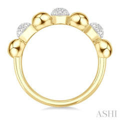 4 MM Bold Bead and 1/20 Ctw Round Cut Bead Bijoux Diamond Fashion Ring in Yellow Gold Vermeil