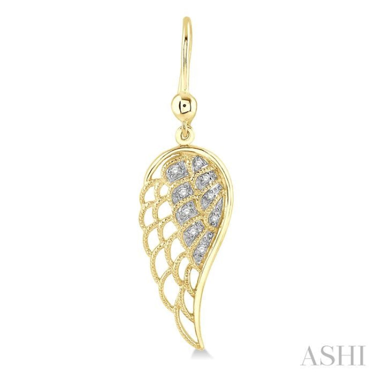 1/20 Ctw Round Cut Diamond Angel Wings Diamond Earrings in Yellow Gold Vermeil