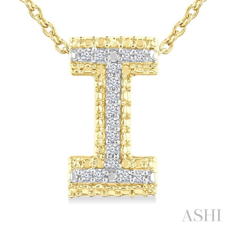 1/20 Ctw Bubble Accent Initial 'I' Round Cut Diamond Fashion Pendant With Chain in Yellow Gold Vermeil