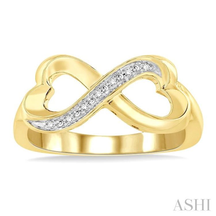 1/50 Ctw Conjoined Hearts Round Cut Diamond Infinity Ring in Yellow Gold Vermeil