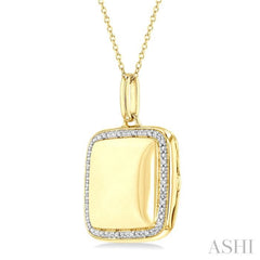 1/10 Ctw Square Shape Round Cut Diamond Keepsake Locked Pendant With Chain in Yellow Gold Vermeil