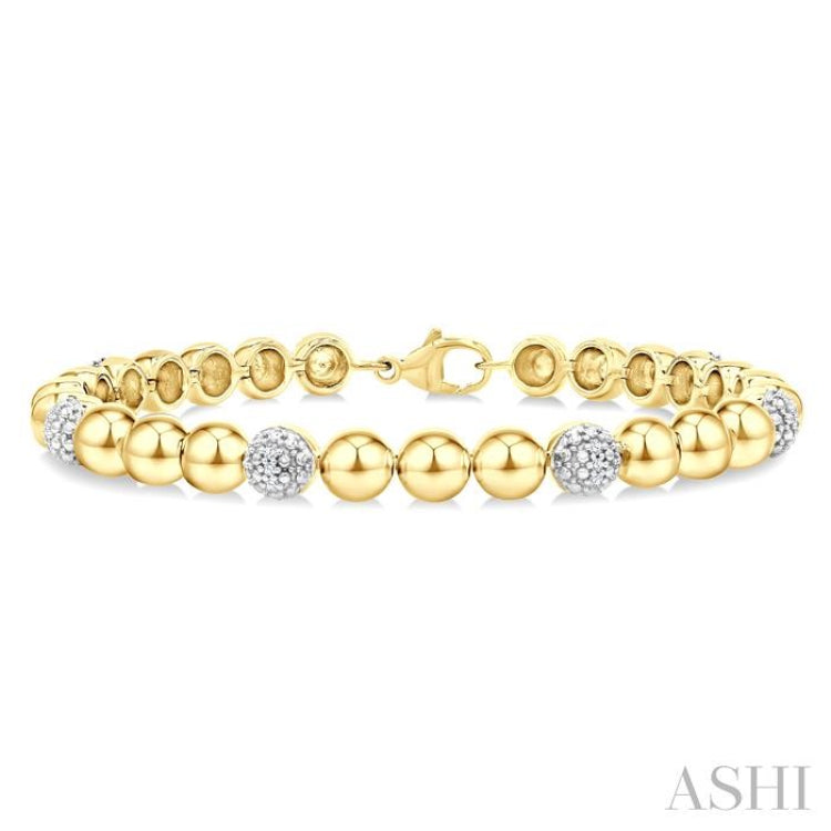 6 MM Bold Bead and 1/5 Ctw Round Cut Bead Bijoux Diamond Fashion Bracelet in Yellow Gold Vermeil