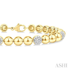 6 MM Bold Bead and 1/5 Ctw Round Cut Bead Bijoux Diamond Fashion Bracelet in Yellow Gold Vermeil
