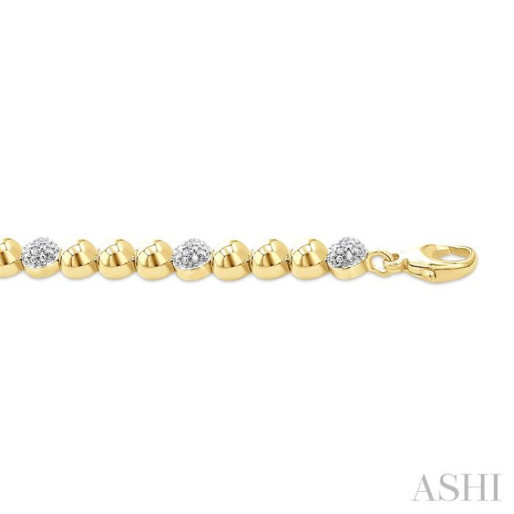 6 MM Bold Bead and 1/5 Ctw Round Cut Bead Bijoux Diamond Fashion Bracelet in Yellow Gold Vermeil