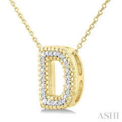 1/20 Ctw Bubble Accent Initial 'D' Round Cut Diamond Fashion Pendant With Chain in Yellow Gold Vermeil