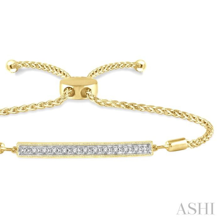 1/20 Ctw Horizontal Bar Round Cut Diamond Lariat Bracelet in Yellow Gold Vermeil