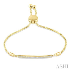 1/20 Ctw Horizontal Bar Round Cut Diamond Lariat Bracelet in Yellow Gold Vermeil