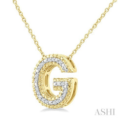 1/20 Ctw Bubble Accent Initial 'G' Round Cut Diamond Fashion Pendant With Chain in Yellow Gold Vermeil