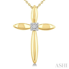 1/50 Ctw Single Cut Diamond Fashion Cross Pendant With Chain in Yellow Gold Vermeil