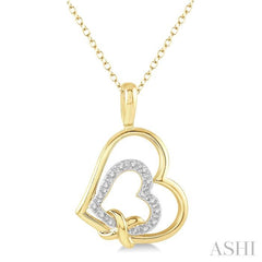 1/50 Ctw Round Cut Diamond Heart Pendant With Chain in Yellow Gold Vermeil