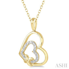 1/50 Ctw Round Cut Diamond Heart Pendant With Chain in Yellow Gold Vermeil