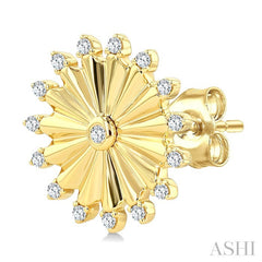 1/5 Ctw Round Cut Diamond Pirouette Circle Fluted Fashion Earrings in 10K Yellow Gold