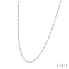 2 Ctw Bezel Set Round Cut Diamond Necklace in 14K White Gold