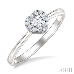 1/4 Ctw Heart and Round Cut Diamond Fashion Halo Ring in 14K White Gold