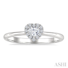 1/4 Ctw Heart and Round Cut Diamond Fashion Halo Ring in 14K White Gold