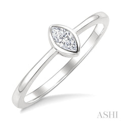 1/5 Ctw Bezel Set Marquise Cut Diamond Fashion Ring in 14K White Gold