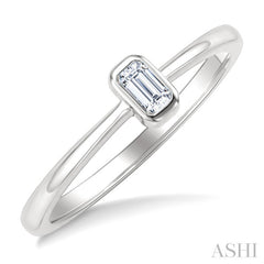 1/5 Ctw Bezel Set Octagon Cut Diamond Fashion Ring in 14K White Gold