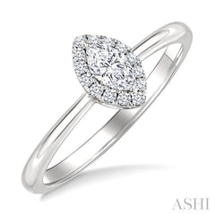 1/4 Ctw Marquise and Round Cut Diamond Fashion Halo Ring in 14K White Gold