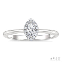 1/4 Ctw Marquise and Round Cut Diamond Fashion Halo Ring in 14K White Gold