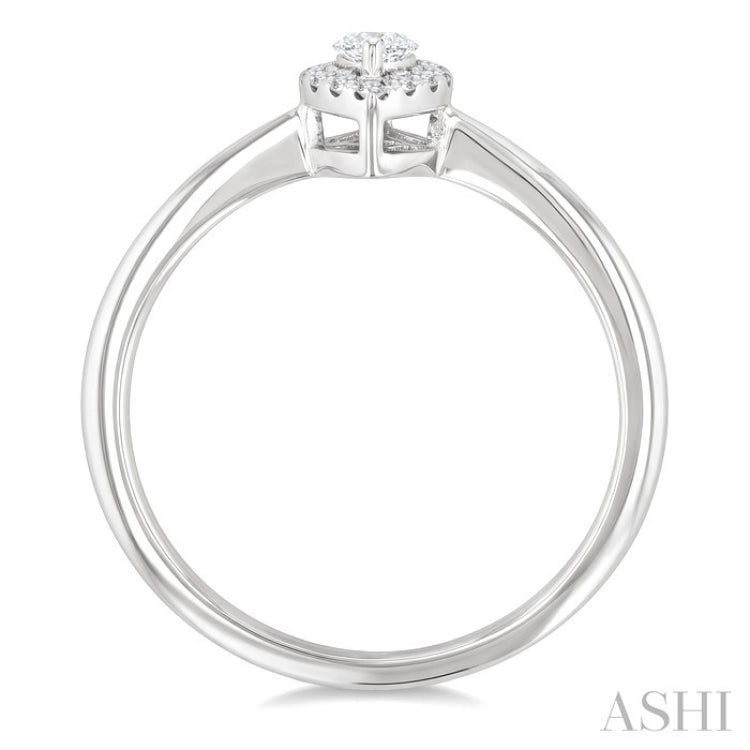 1/4 Ctw Marquise and Round Cut Diamond Fashion Halo Ring in 14K White Gold