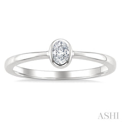 1/5 Ctw Bezel Set Oval Cut Diamond Fashion Ring in 14K White Gold