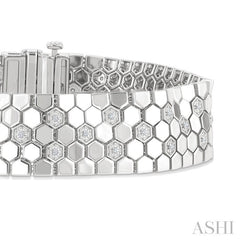 1/4 Ctw Round Cut Diamond Hexagon Fashion Bracelet in Sterling Silver