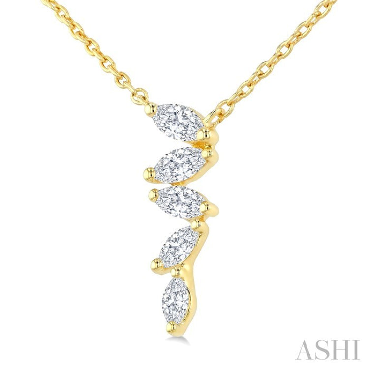 1/4 Ctw Zig-Zag Marquise Cut Diamond Fashion Pendant With Chain in 10K Yellow Gold