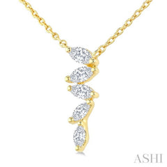 1/4 Ctw Zig-Zag Marquise Cut Diamond Fashion Pendant With Chain in 10K Yellow Gold