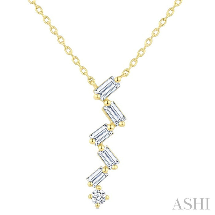 1/3 Ctw Zig-Zag Mixed Cut Diamond Fashion Pendant With Chain in 10K Yellow Gold