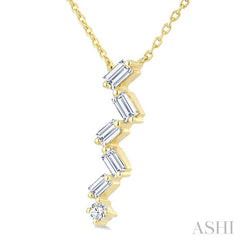 1/3 Ctw Zig-Zag Mixed Cut Diamond Fashion Pendant With Chain in 10K Yellow Gold