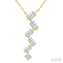 1/3 Ctw Zig-Zag Mixed Cut Diamond Fashion Pendant With Chain in 10K Yellow Gold