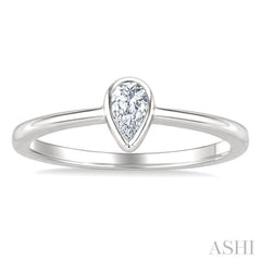1/5 Ctw Bezel Set Pear Cut Diamond Fashion Ring in 14K White Gold