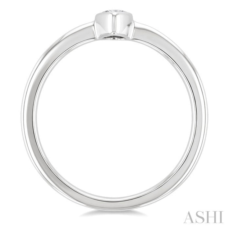 1/5 Ctw Bezel Set Pear Cut Diamond Fashion Ring in 14K White Gold