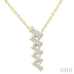 1/4 Ctw Zig-Zag Mixed Cut Diamond Fashion Pendant With Chain in 10K Yellow Gold