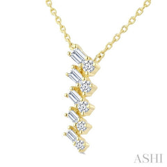 1/4 Ctw Zig-Zag Mixed Cut Diamond Fashion Pendant With Chain in 10K Yellow Gold