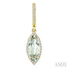 12X5 MM Evoque Gemstones Marquise Shape Green Amethyst and 1/3 Ctw Round Cut Diamond Semi-Precious Earrings in 10K Yellow Gold