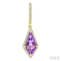 12X5 MM Evoque Gemstones Kite Shape Amethyst and 1/3 Ctw Round Cut Diamond Semi-Precious Earrings in 10K Yellow Gold