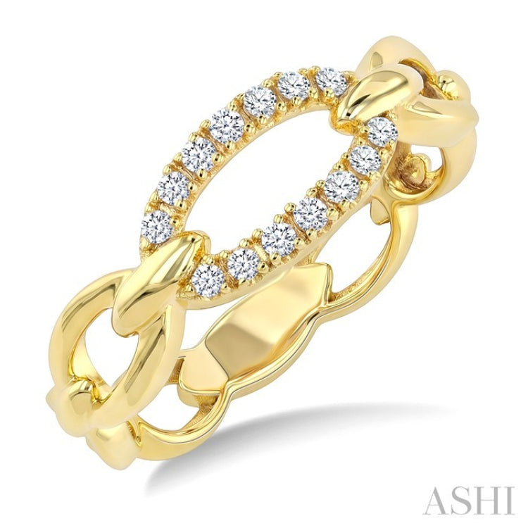 1/6 Ctw Open Link Round Cut Diamond Fashion Ring in 14K Yellow Gold
