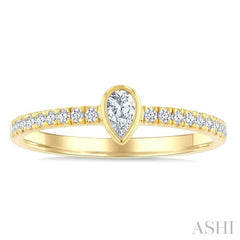 1/3 Ctw Bezel Set Pear and Round Cut Diamond Luna Bezel Fashion Ring in 14K Yellow Gold