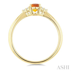 1/20 Ctw Oval Cut 6X4 MM Citrine and Round Cut Diamond semi-precious Ring in 10K Yellow Gold