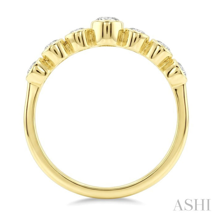 1/2 Ctw Bezel Set Oval and Round Cut Diamond Fashion Band in 14K Yellow Gold