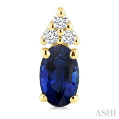 1/20 Ctw Oval Cut 5X3 MM Sapphire and Round Cut Diamond Precious Earrings in 10K Yellow Gold