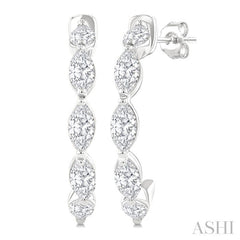 3/4 Ctw Marquise Cut Diamond Fashion Half Hoop Earrings in 14K White Gold