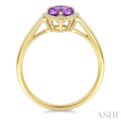 16X6 MM Evoque Gemstones Pear Shape Amethyst and 1/6 Ctw Round Cut Diamond Semi-Precious Ring in 10K Yellow Gold